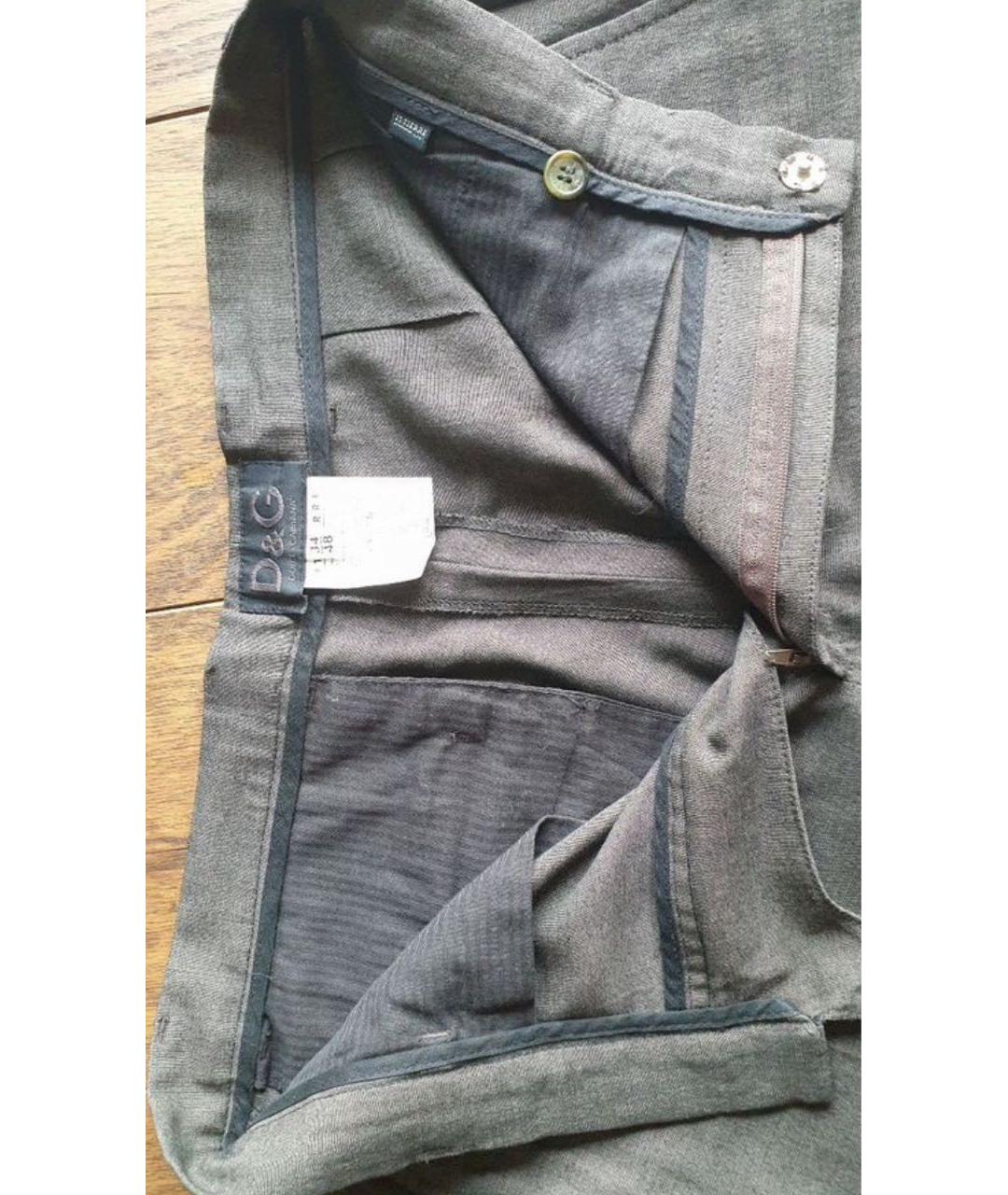 DOLCE&GABBANA Серые вискозные классические брюки, фото 8