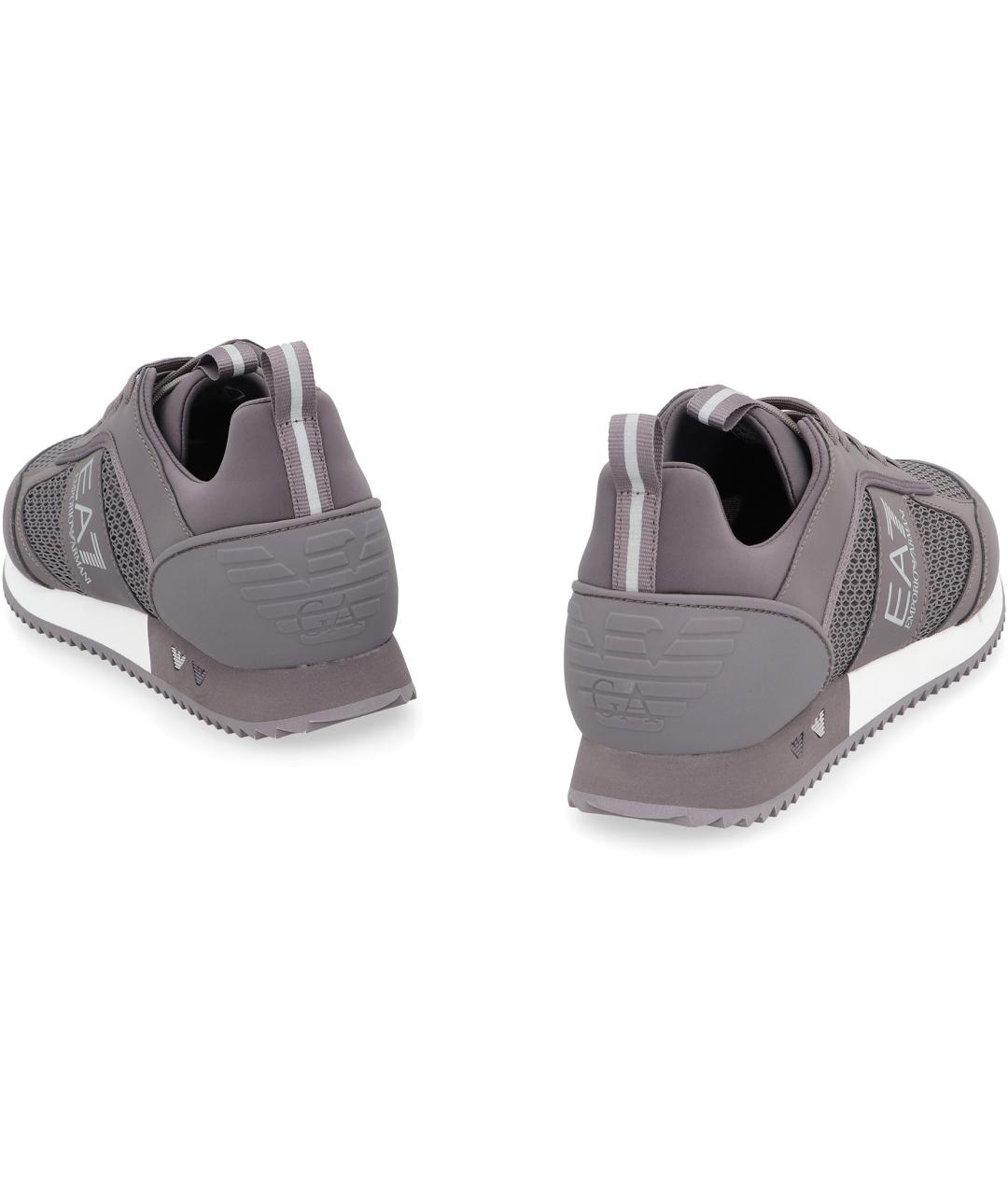 EA7 Серые низкие кроссовки / кеды из искусственной кожи, фото 4