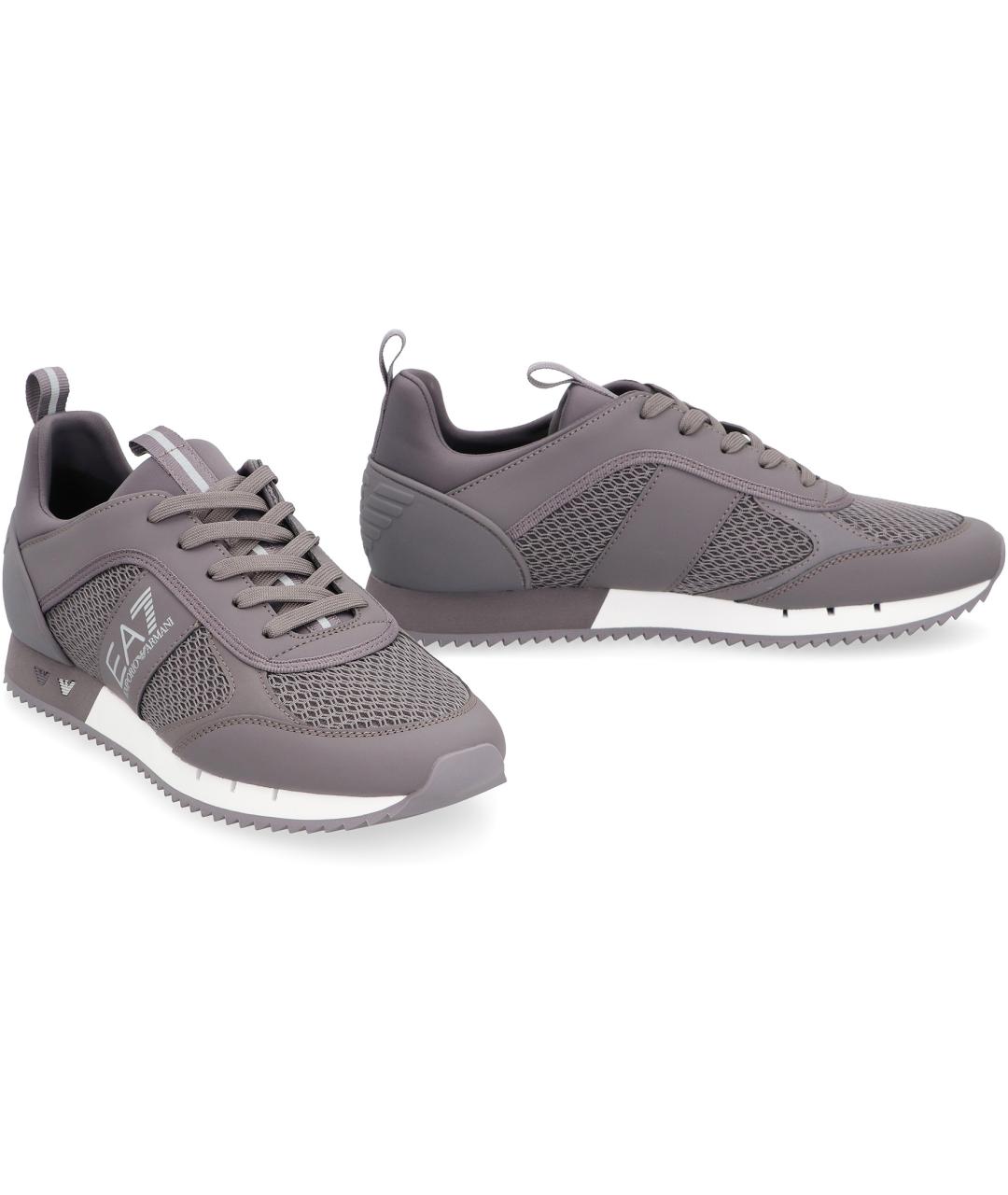 EA7 Серые низкие кроссовки / кеды из искусственной кожи, фото 3