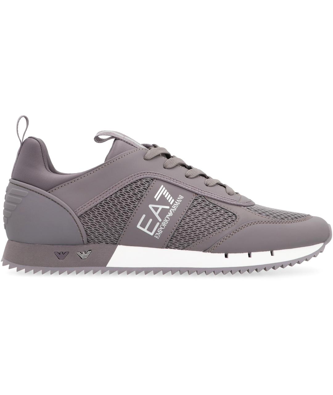 EA7 Серые низкие кроссовки / кеды из искусственной кожи, фото 2