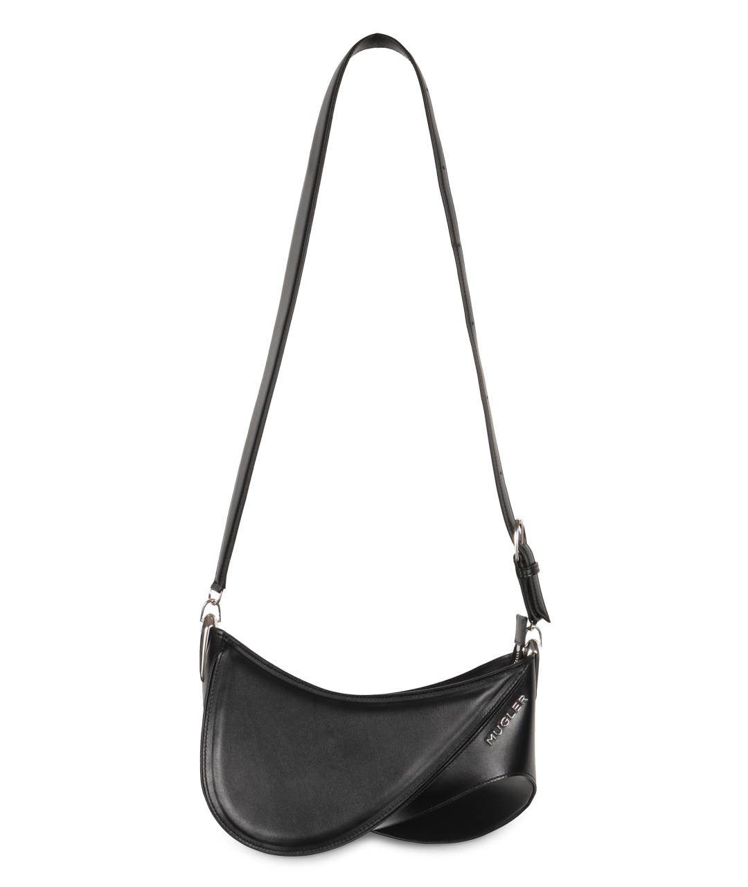 MUGLER Черная кожаная сумка через плечо, фото 4