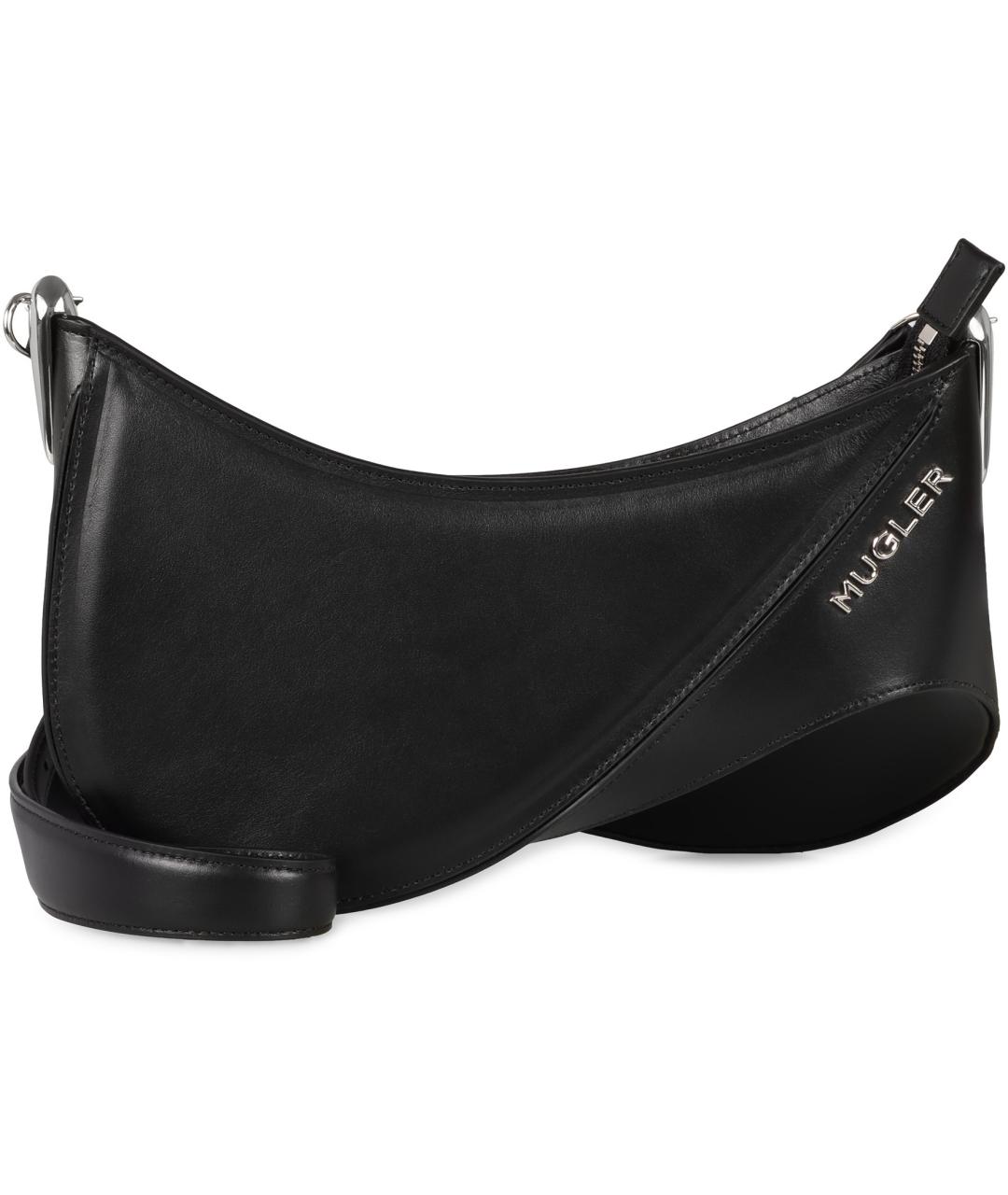 MUGLER Черная кожаная сумка через плечо, фото 2