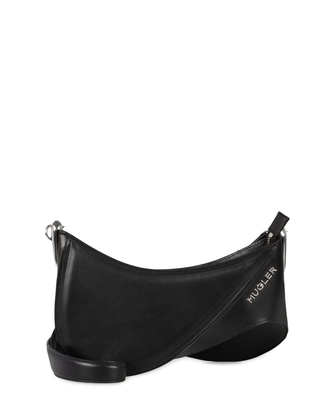 MUGLER Черная кожаная сумка через плечо, фото 1