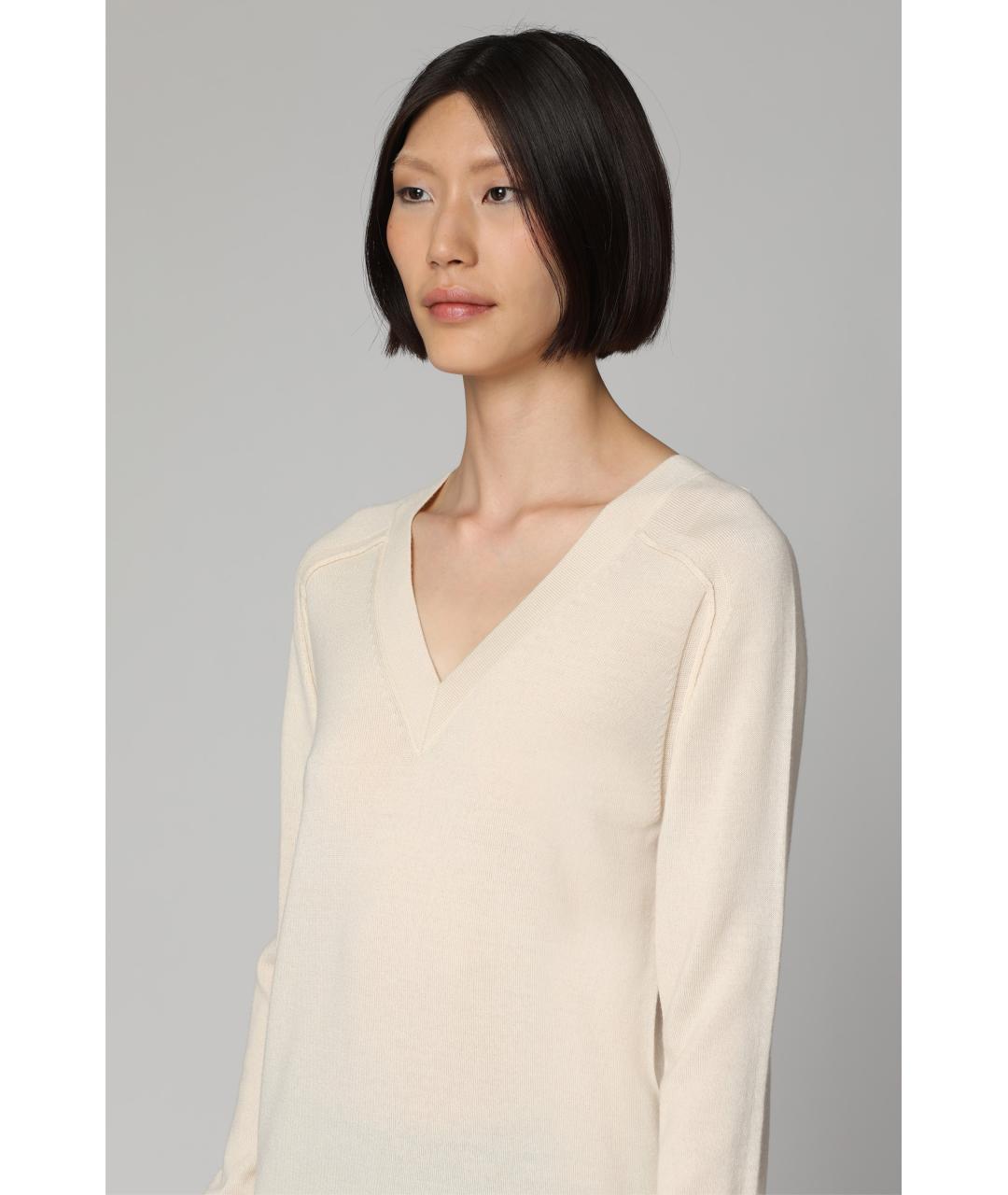 CALVIN KLEIN Бежевый шерстяной джемпер / свитер, фото 5