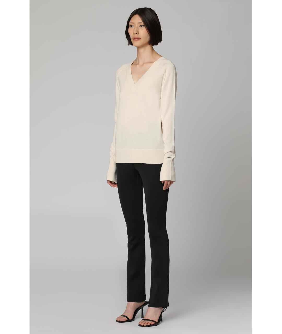 CALVIN KLEIN Бежевый шерстяной джемпер / свитер, фото 3