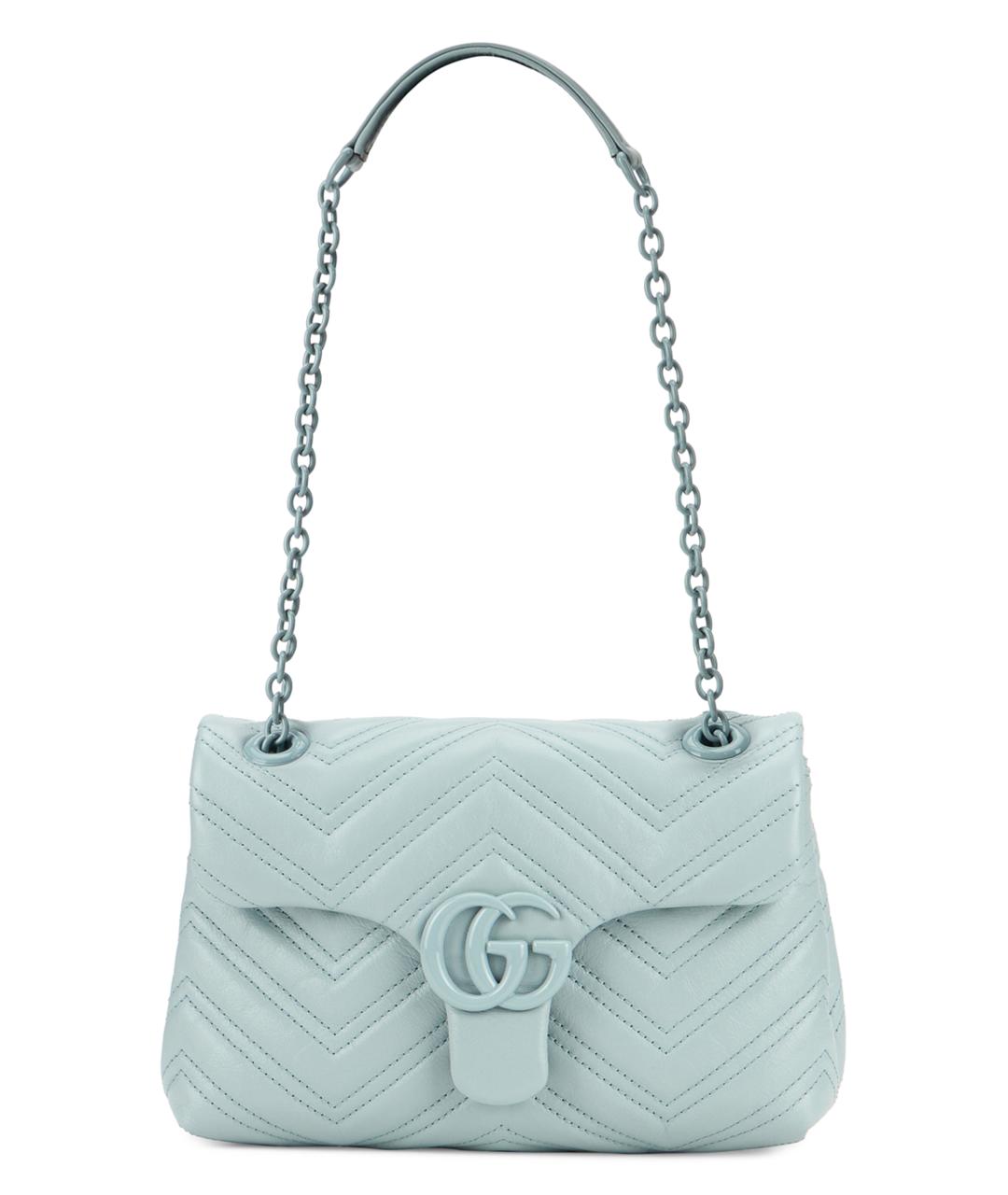 GUCCI Голубая кожаная сумка с короткими ручками, фото 1