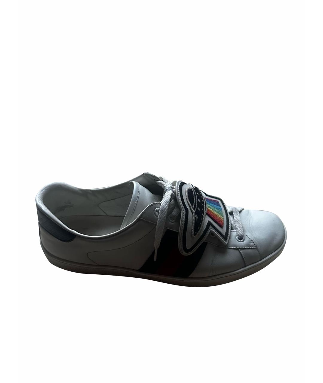 GUCCI Белые кожаные низкие кроссовки / кеды, фото 1