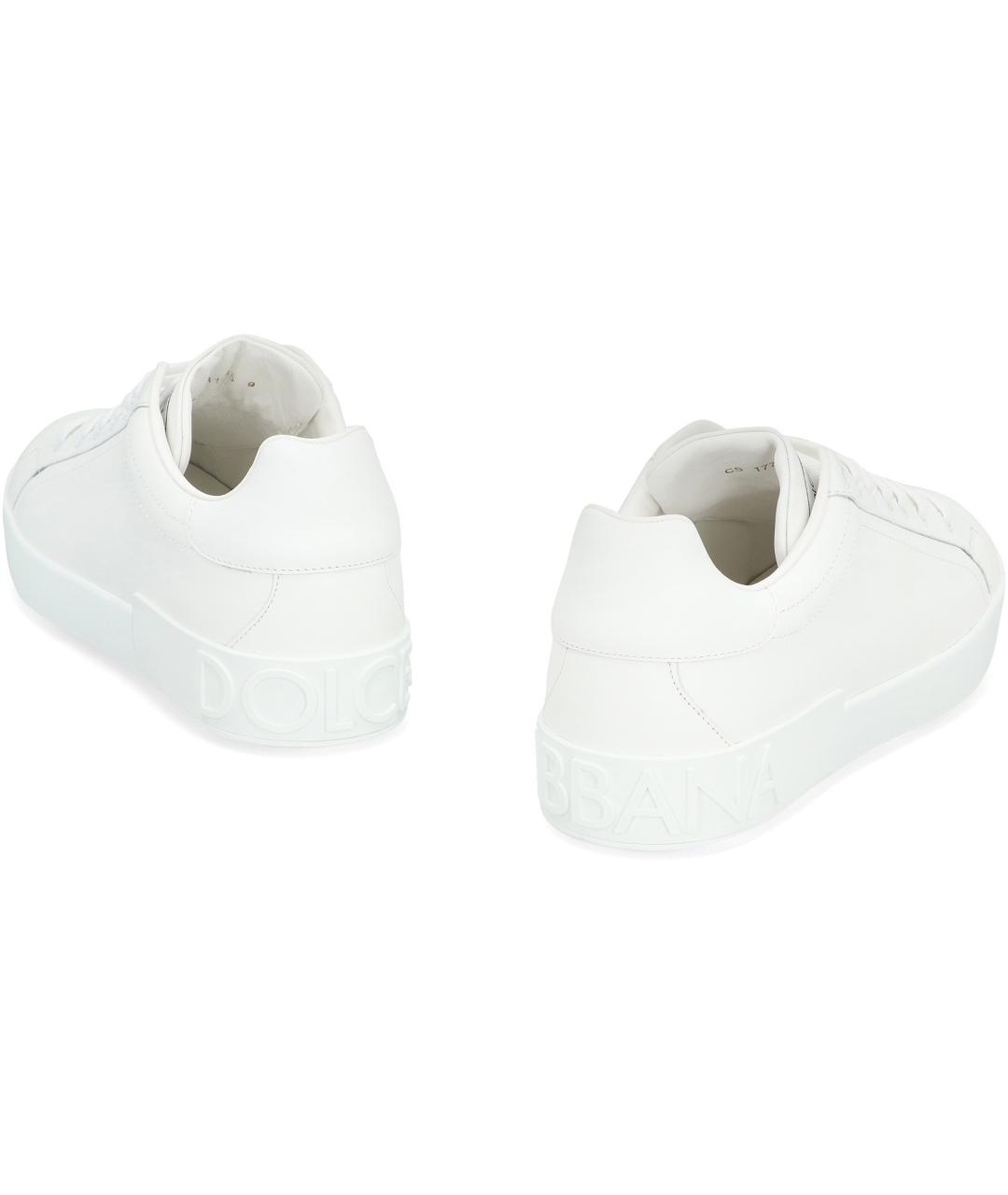 DOLCE&GABBANA Белые кожаные низкие кроссовки / кеды, фото 4