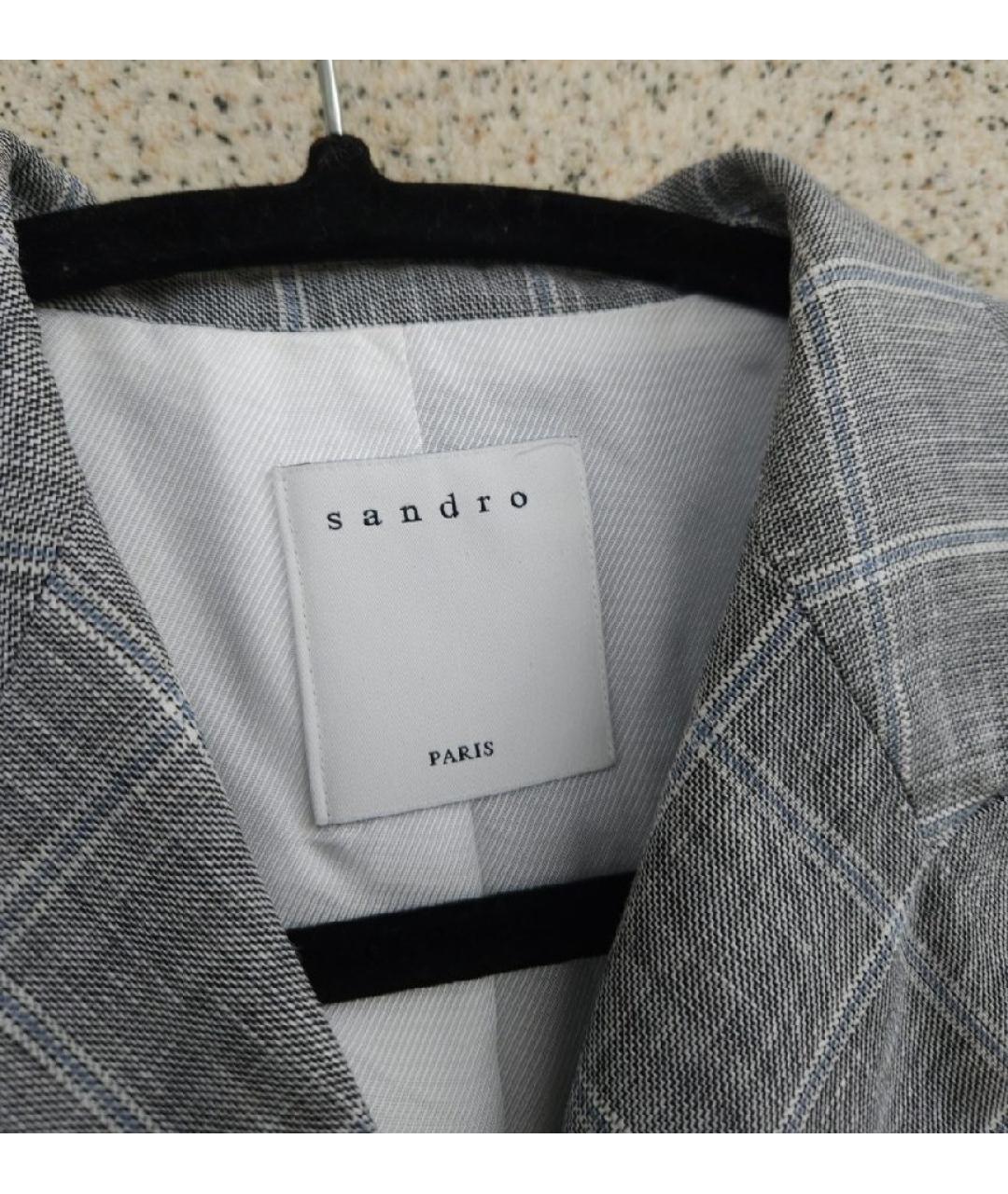 SANDRO Серый льняной жакет/пиджак, фото 5