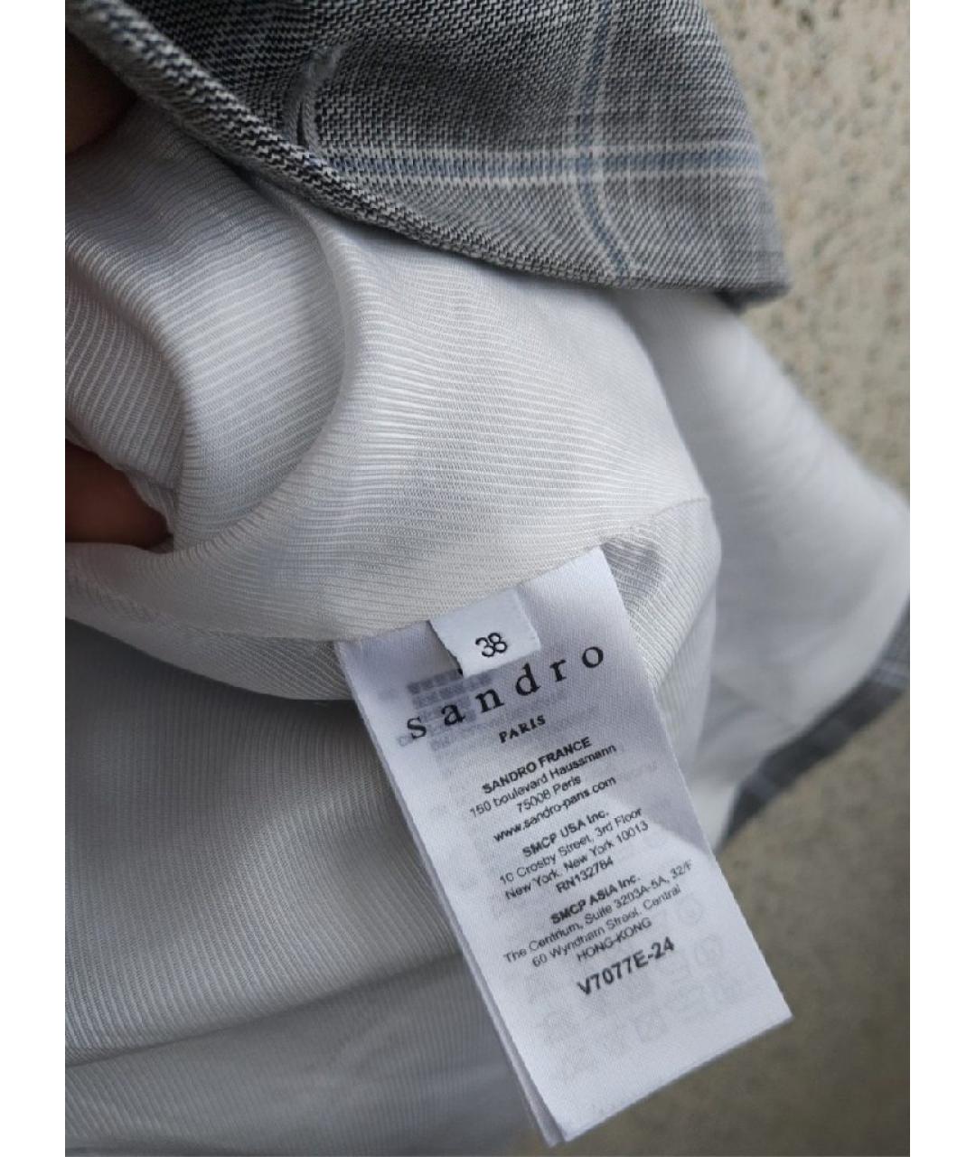 SANDRO Серый льняной жакет/пиджак, фото 7