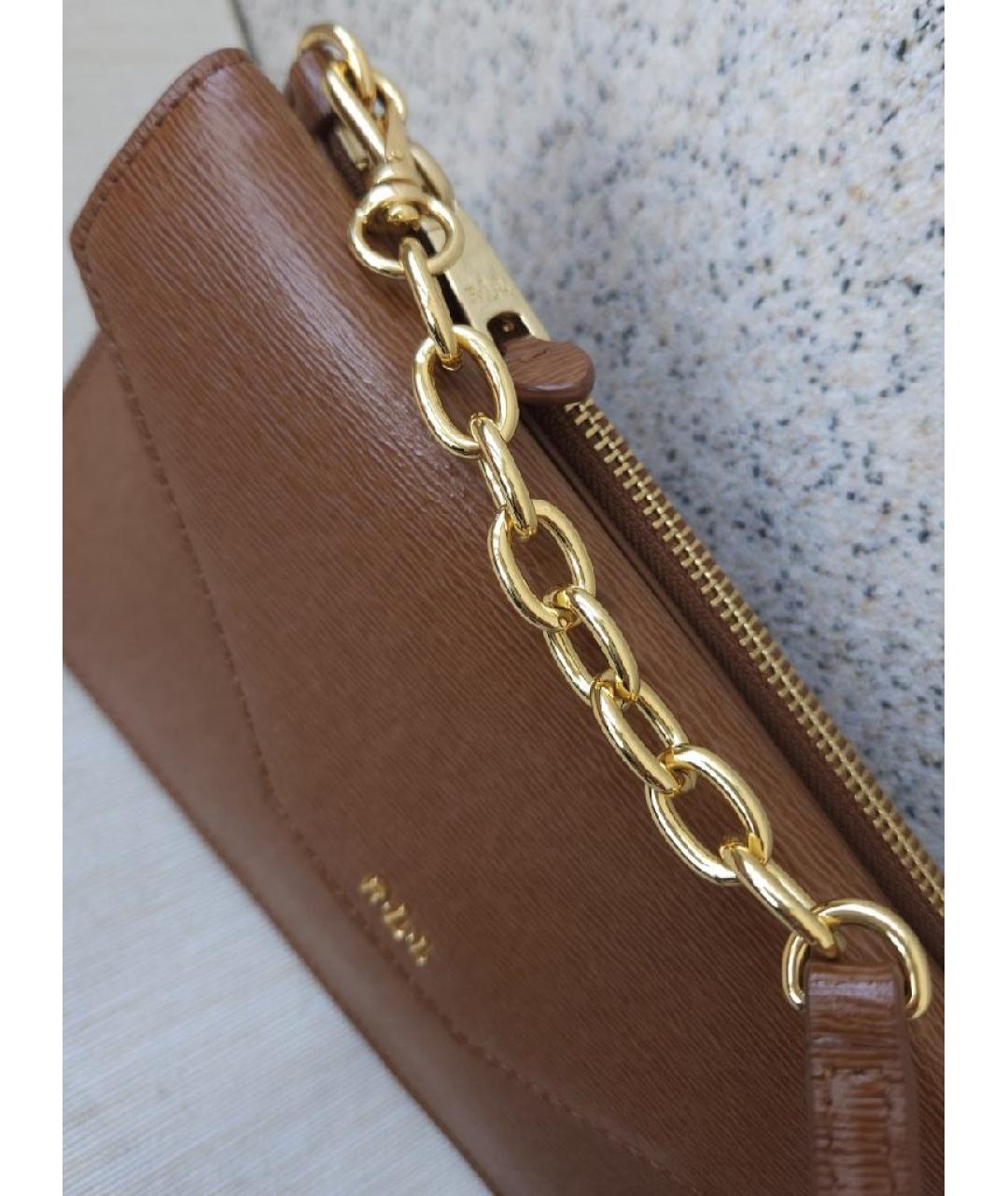 RALPH LAUREN Коричневая кожаная сумка через плечо, фото 6