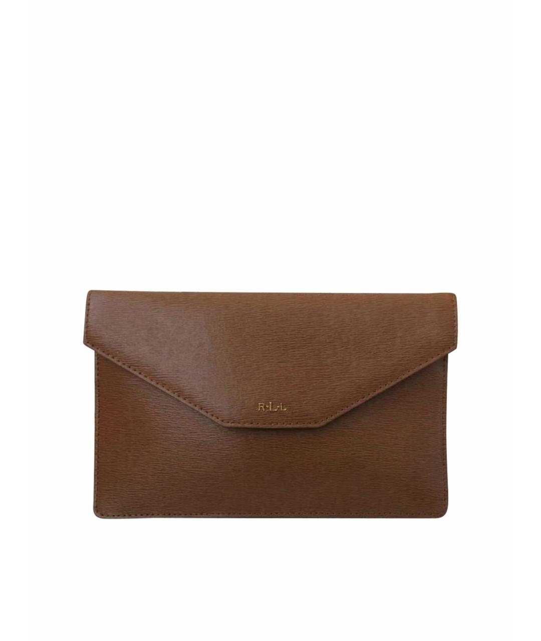 RALPH LAUREN Коричневая кожаная сумка через плечо, фото 1