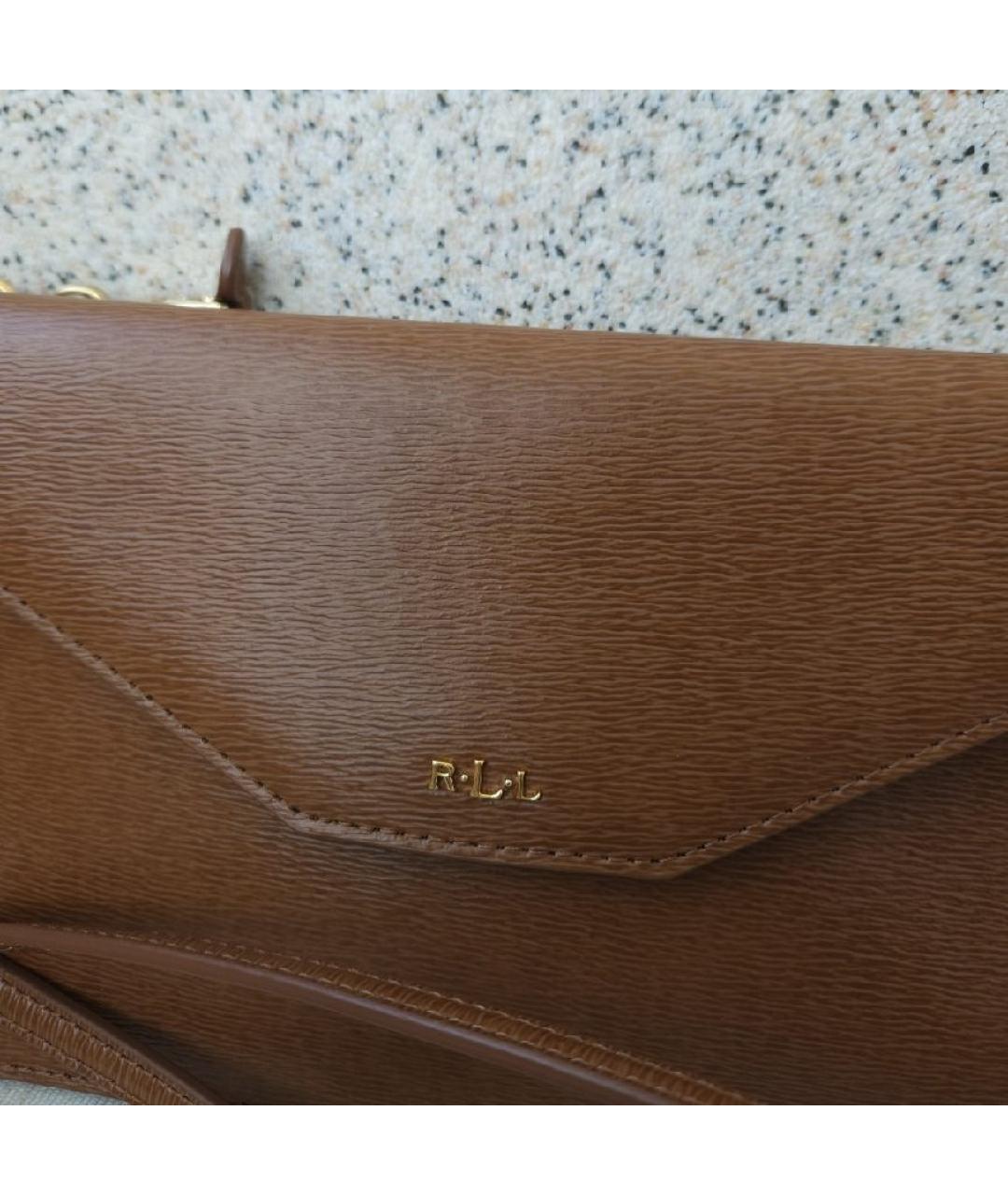 RALPH LAUREN Коричневая кожаная сумка через плечо, фото 5