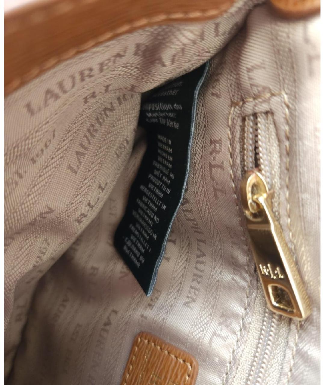 RALPH LAUREN Коричневая кожаная сумка через плечо, фото 7