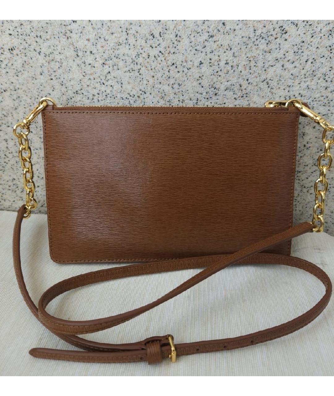 RALPH LAUREN Коричневая кожаная сумка через плечо, фото 3