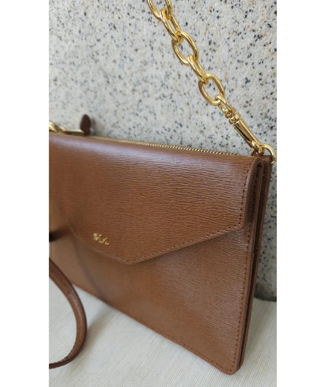 RALPH LAUREN Коричневая кожаная сумка через плечо, фото 4