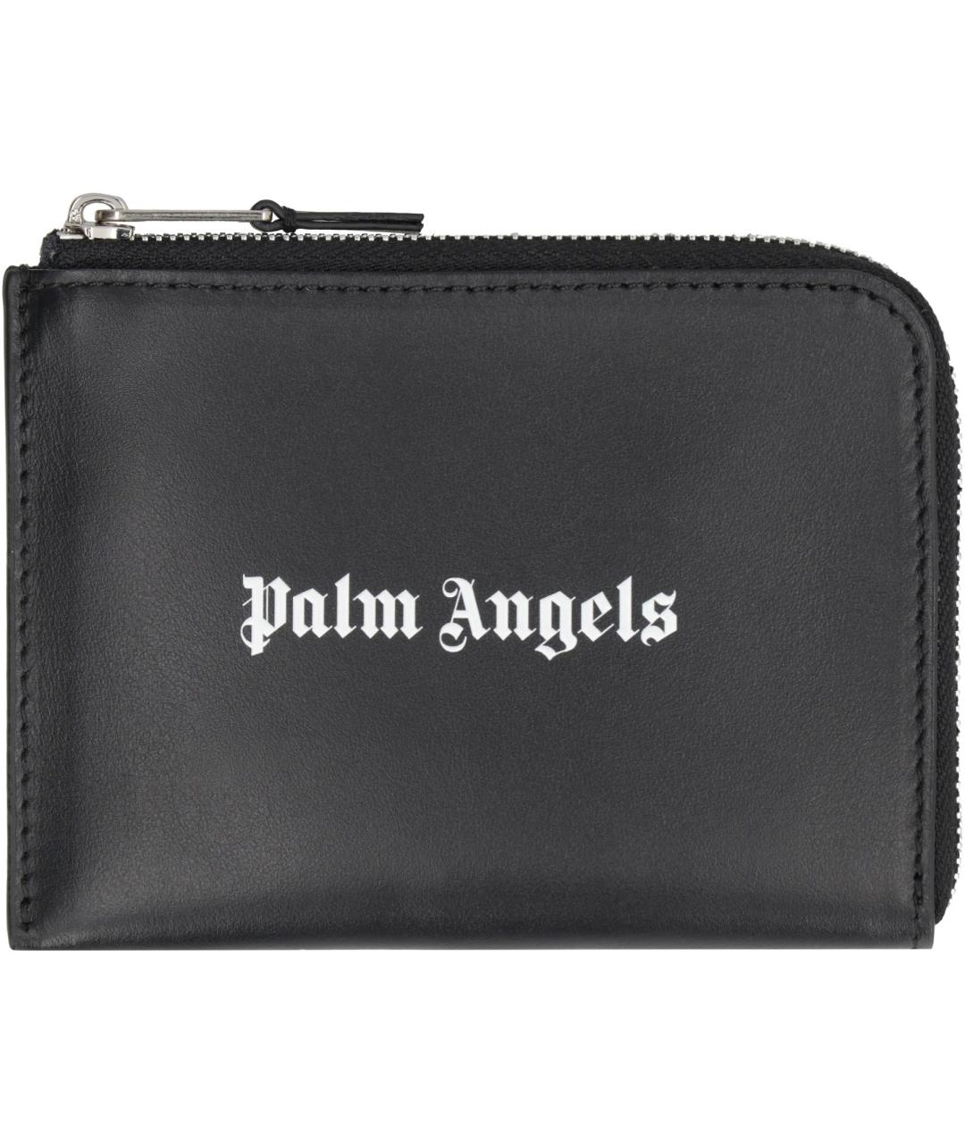 PALM ANGELS Черный кожаный кошелек, фото 2