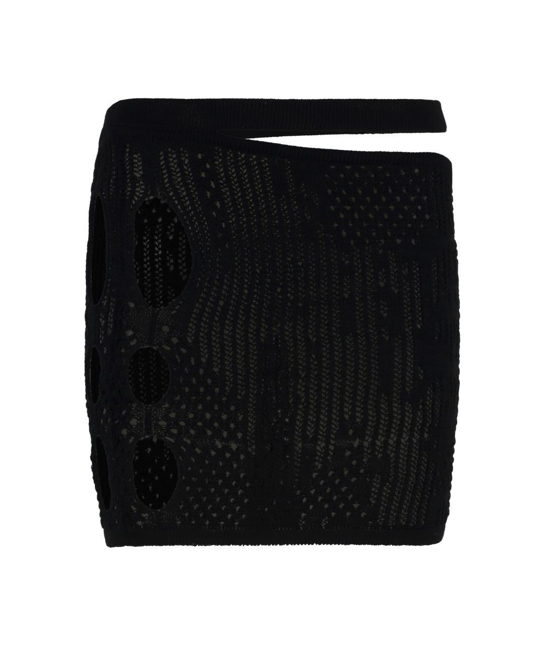 ROBERTA EINER Черная хлопковая юбка мини, фото 3