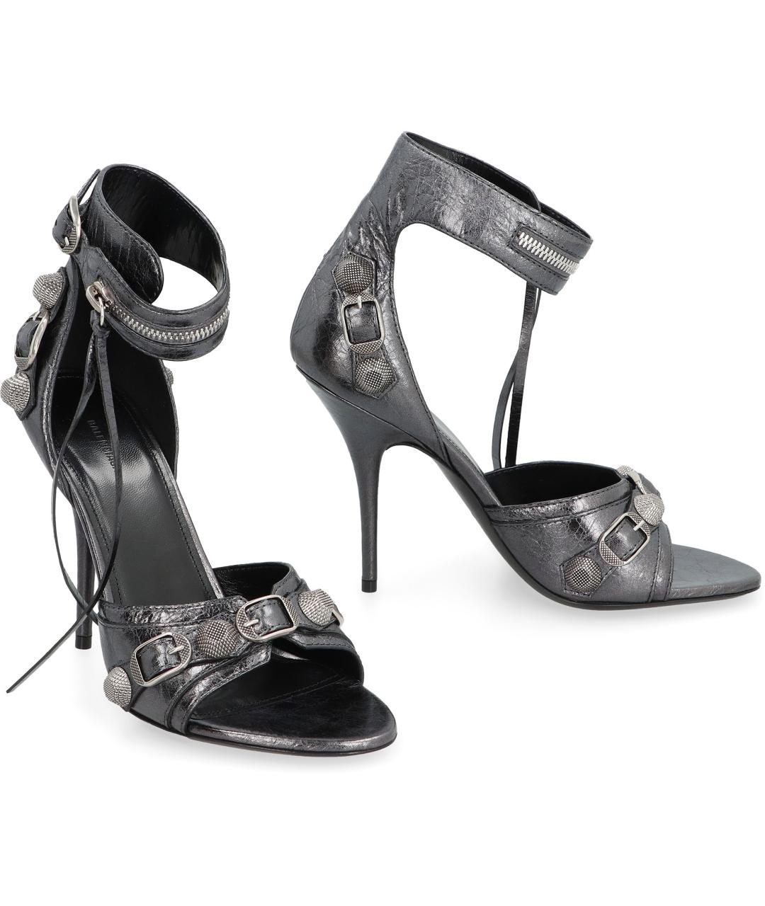 BALENCIAGA Серые кожаные босоножки, фото 3