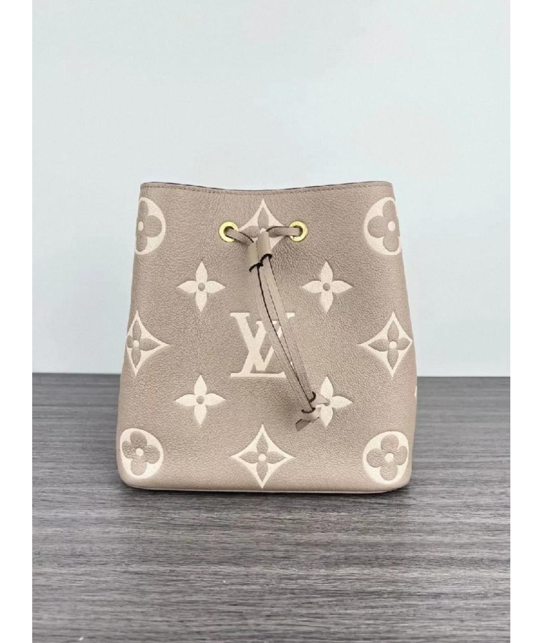 LOUIS VUITTON Бежевая кожаная сумка тоут, фото 4