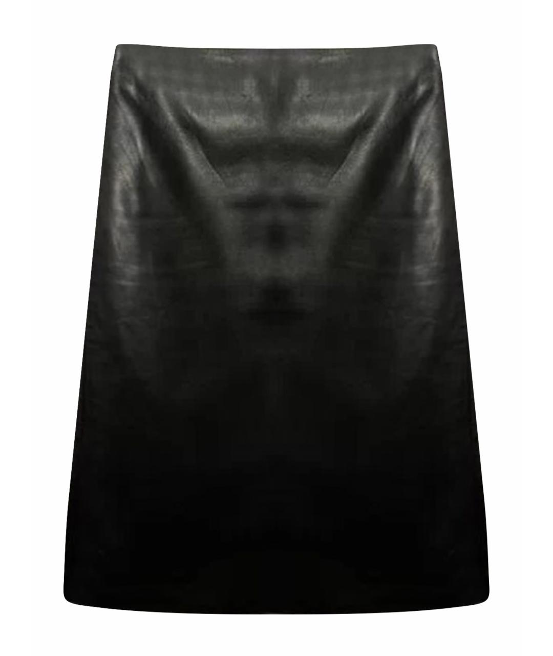 PRADA Черная кожаная юбка миди, фото 1