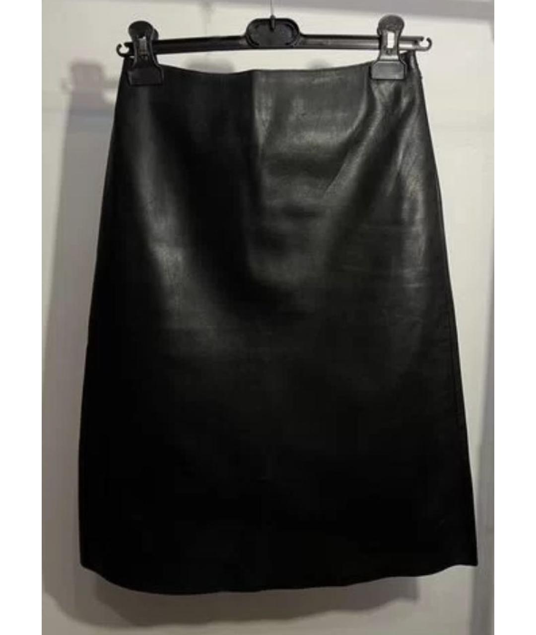 PRADA Черная кожаная юбка миди, фото 6