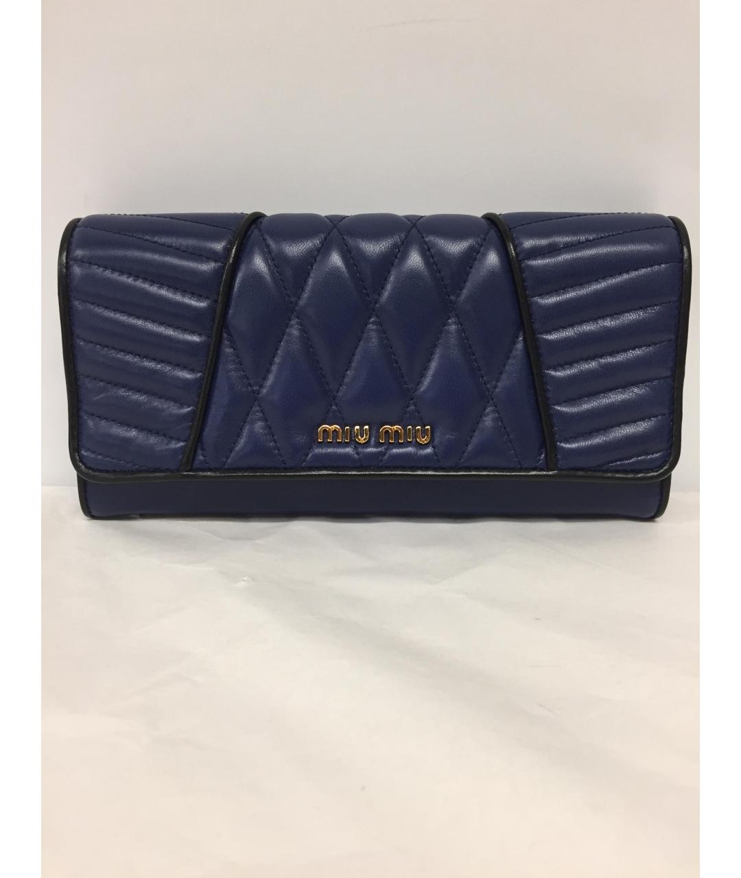 MIU MIU Синий кожаный кошелек, фото 3