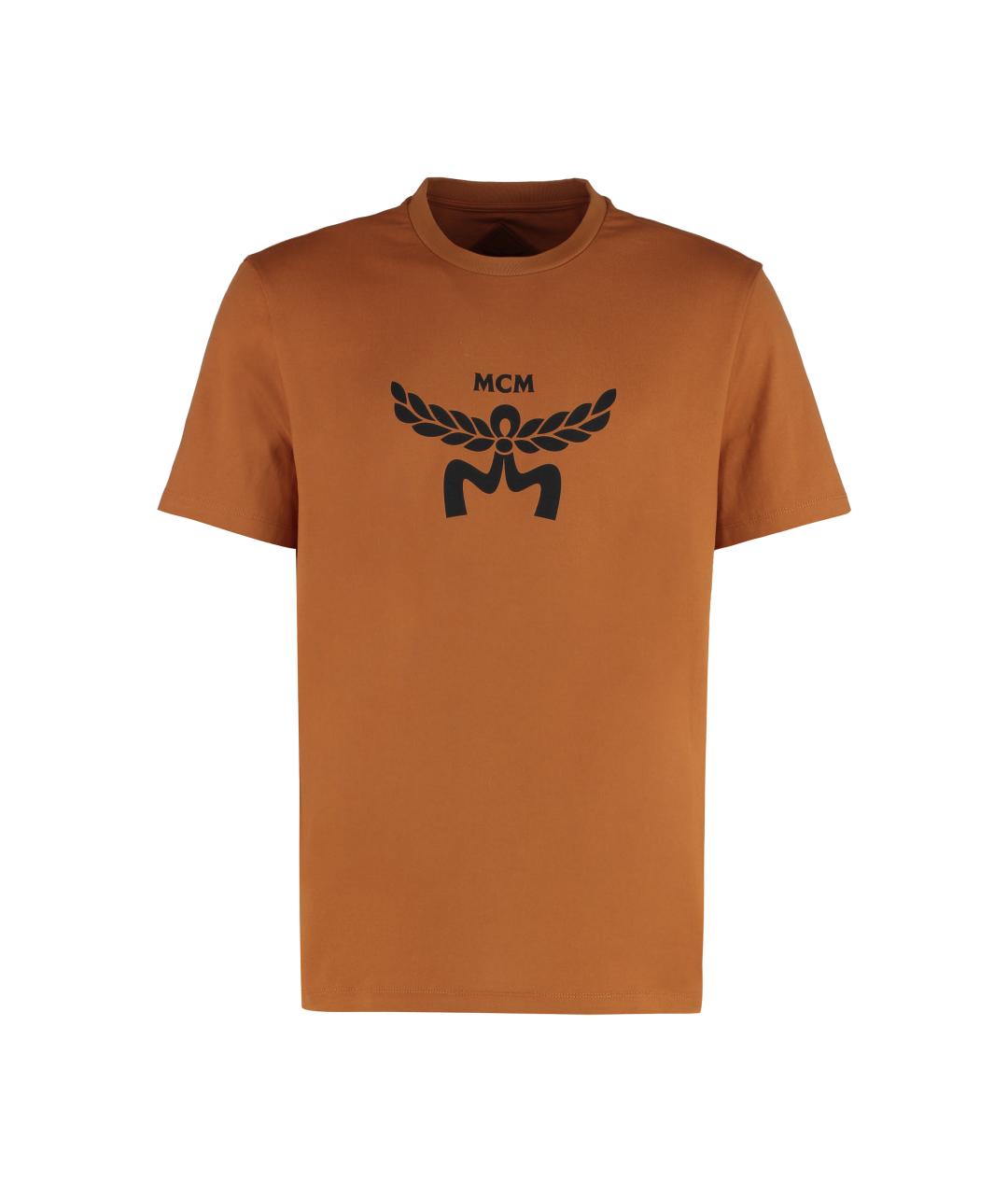 MCM Коричневая хлопковая футболка, фото 1