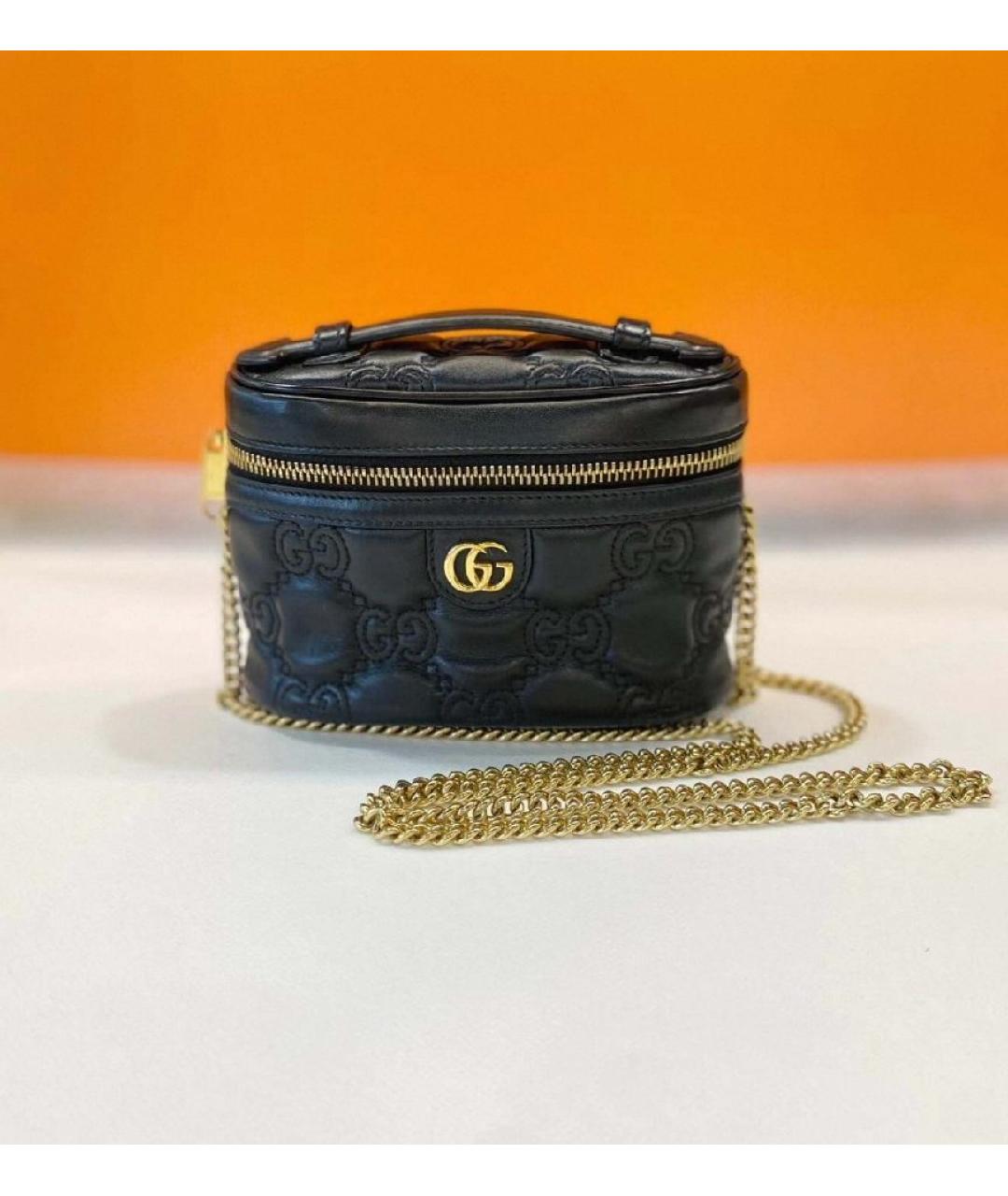 GUCCI Черная кожаная сумка с короткими ручками, фото 4