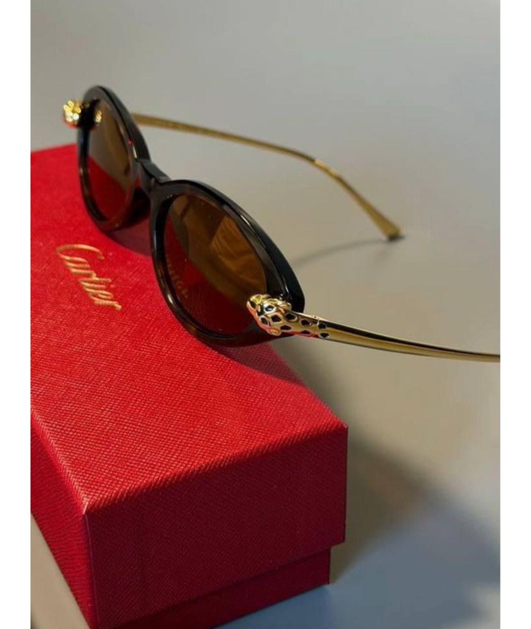 CARTIER Золотые металлические солнцезащитные очки, фото 2