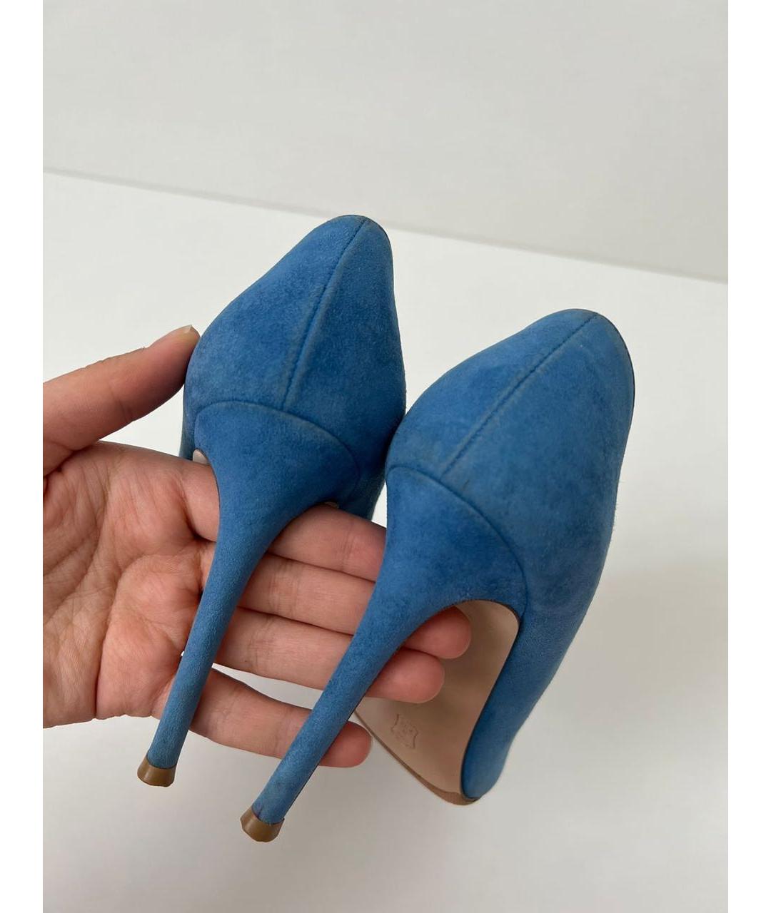 GIANVITO ROSSI Голубые замшевые туфли, фото 4