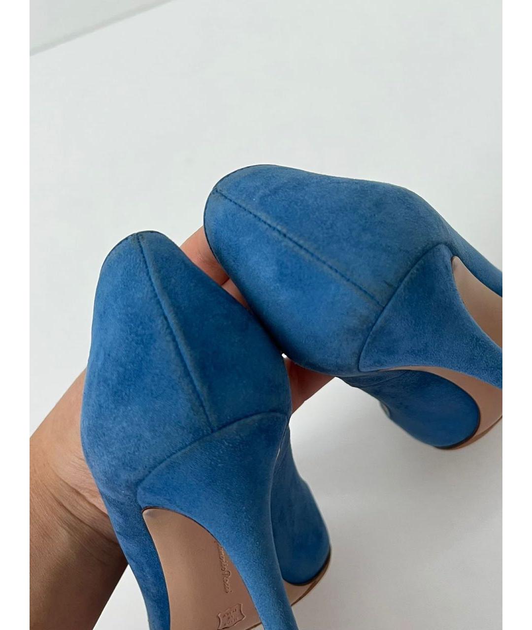 GIANVITO ROSSI Голубые замшевые туфли, фото 8