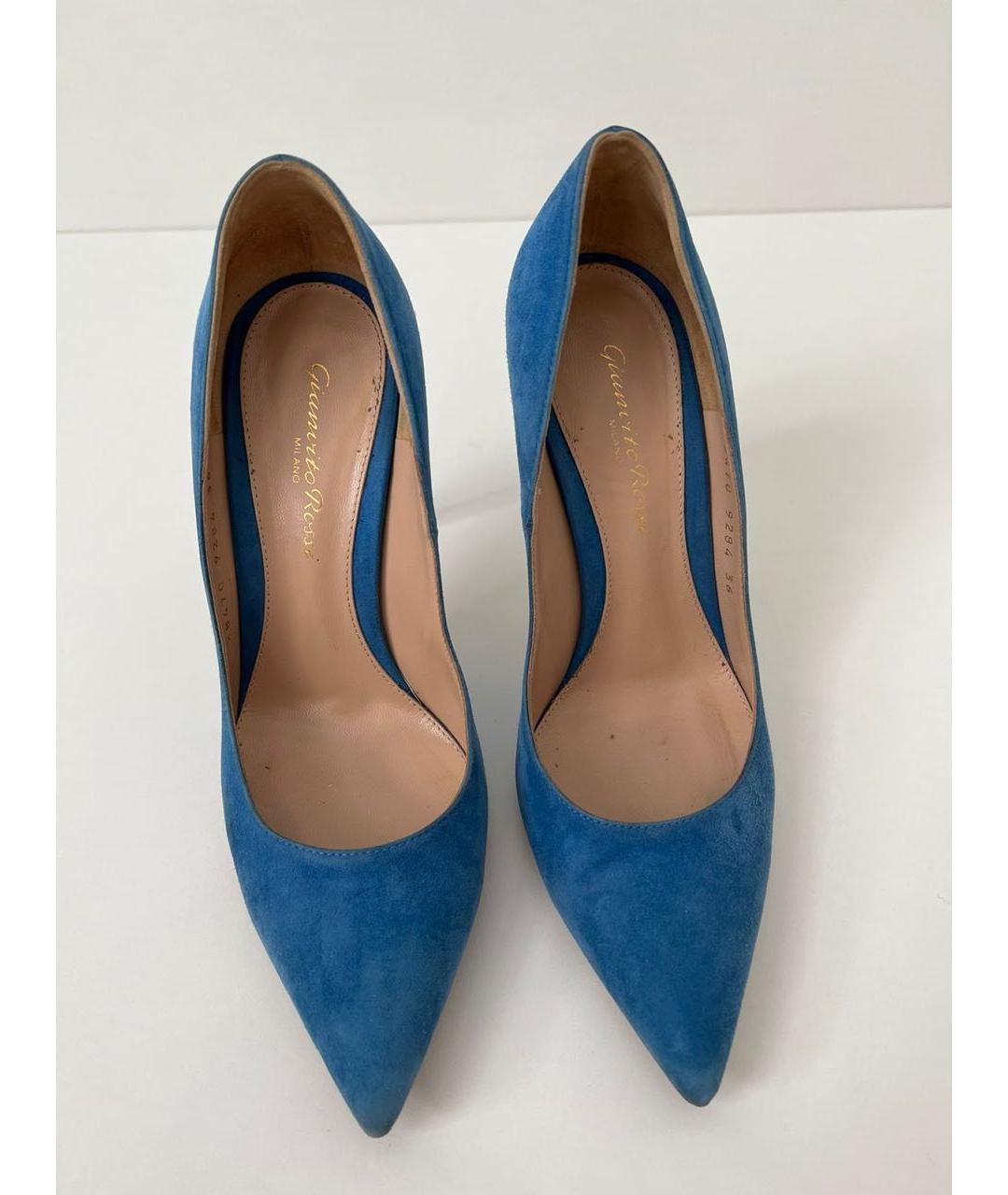 GIANVITO ROSSI Голубые замшевые туфли, фото 2