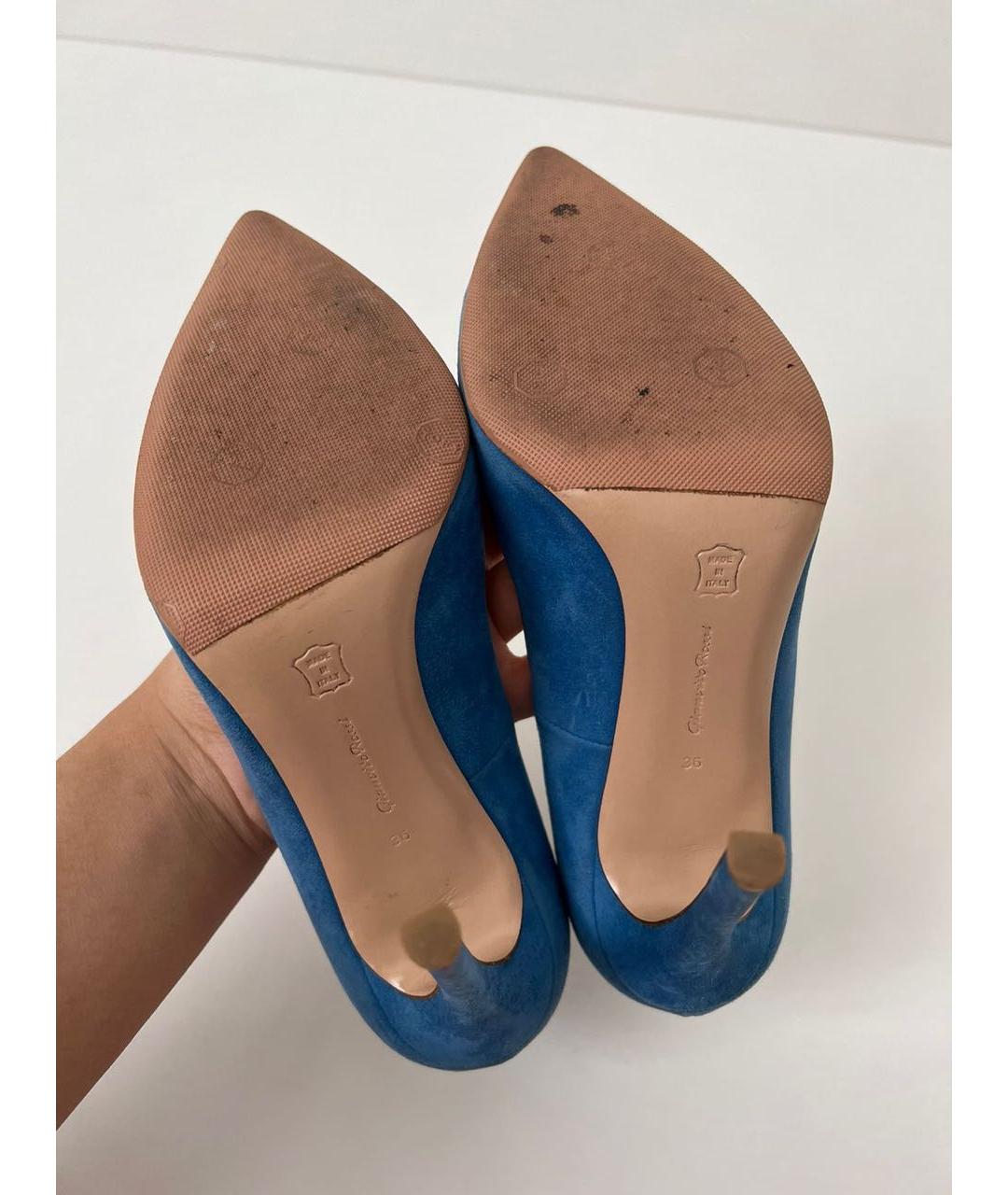 GIANVITO ROSSI Голубые замшевые туфли, фото 7