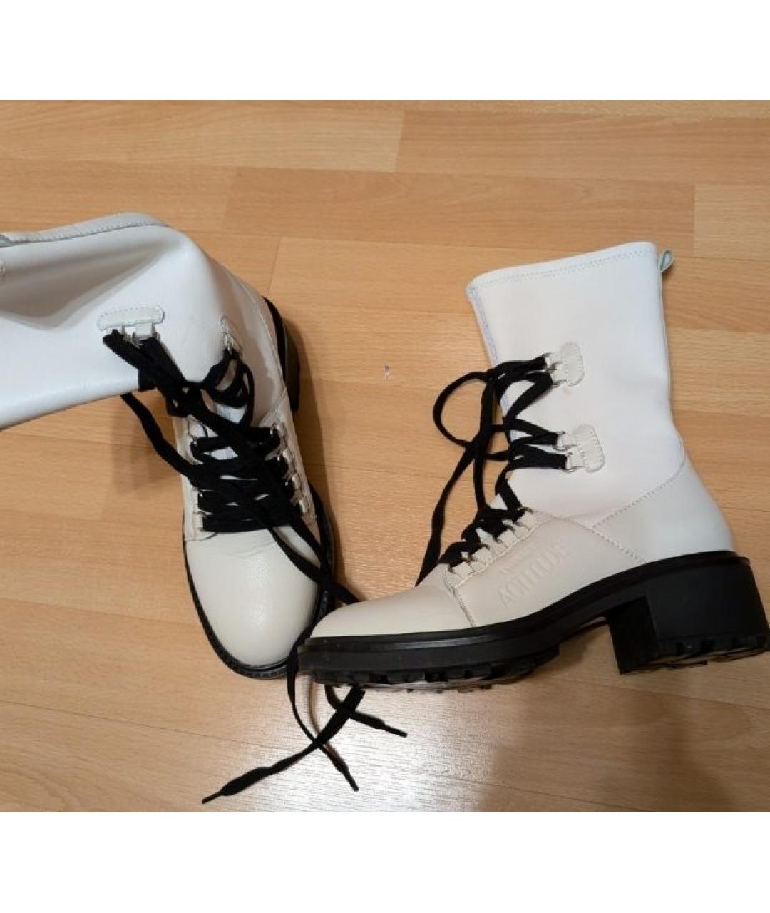 TWIN-SET Белые кожаные ботинки, фото 2