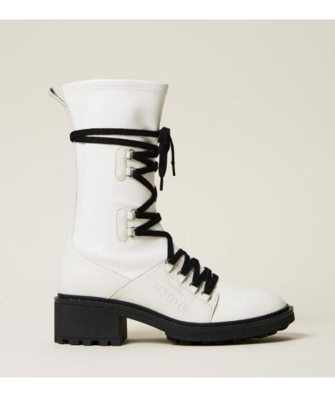 TWIN-SET Белые кожаные ботинки, фото 5