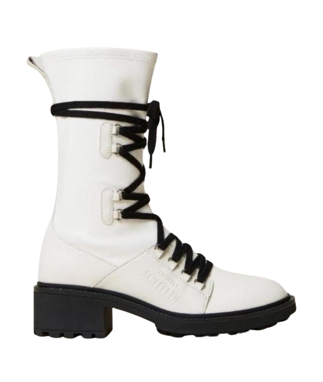 TWIN-SET Белые кожаные ботинки, фото 1