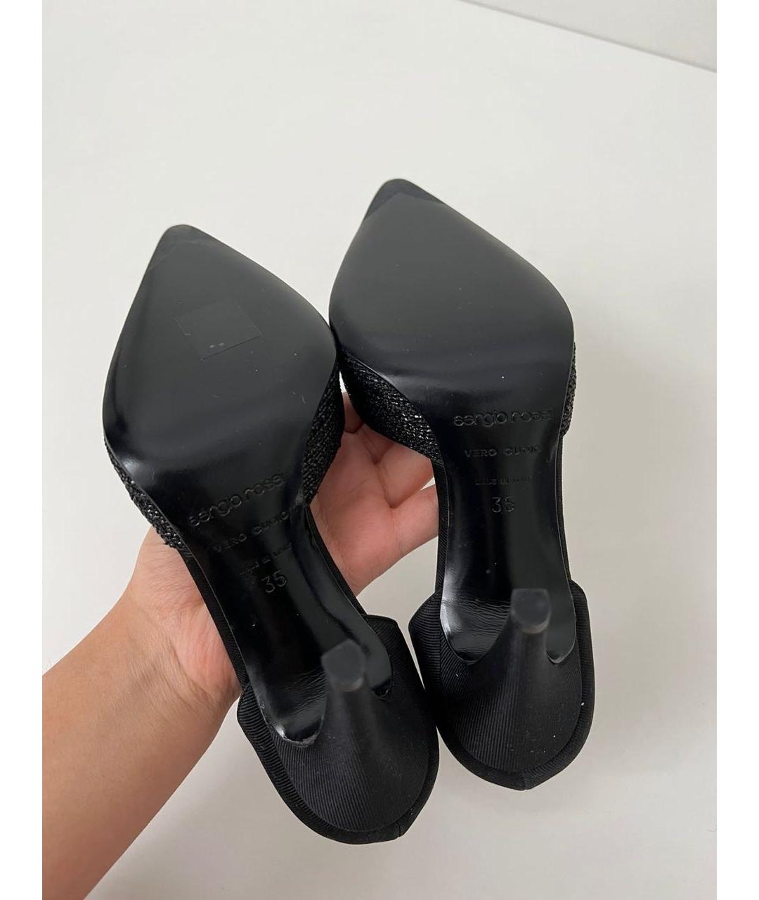 SERGIO ROSSI Черные лодочки на низком каблуке, фото 6