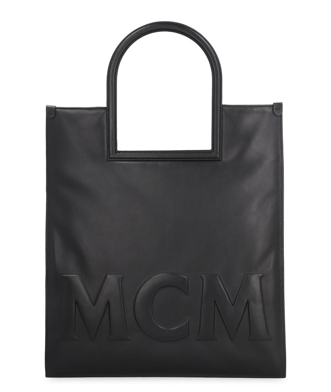 MCM Черная кожаная сумка тоут, фото 3