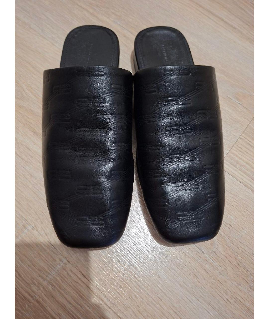 BALENCIAGA Черные кожаные шлепанцы, фото 5