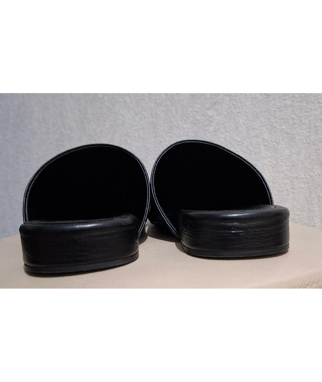 BALENCIAGA Черные кожаные шлепанцы, фото 4