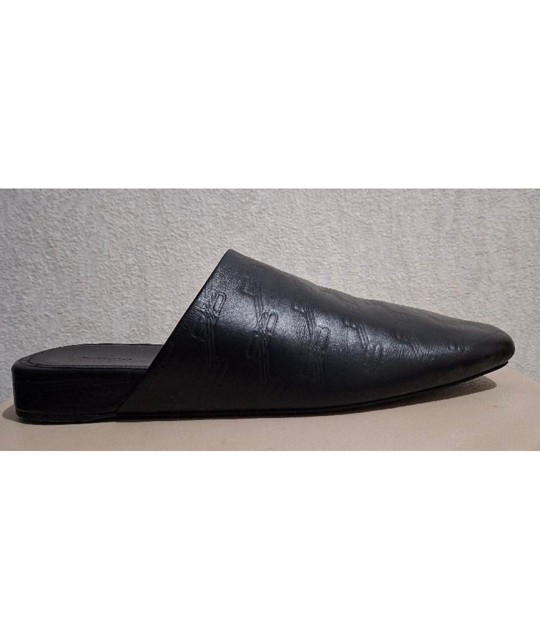 BALENCIAGA Черные кожаные шлепанцы, фото 8