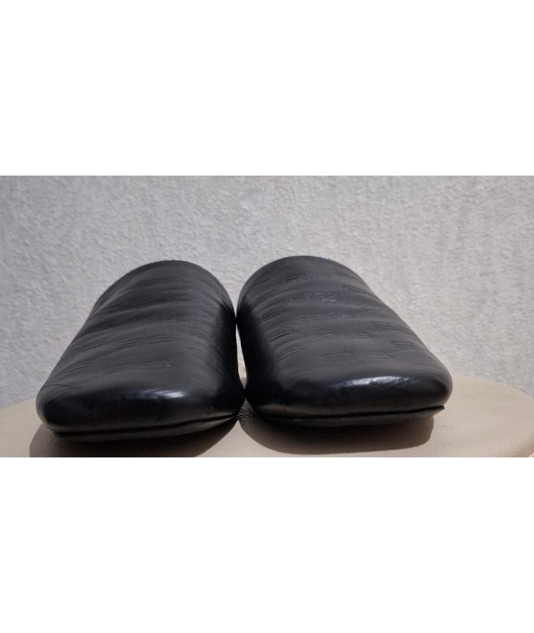 BALENCIAGA Черные кожаные шлепанцы, фото 2