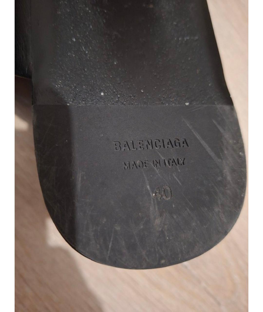 BALENCIAGA Черные кожаные шлепанцы, фото 7