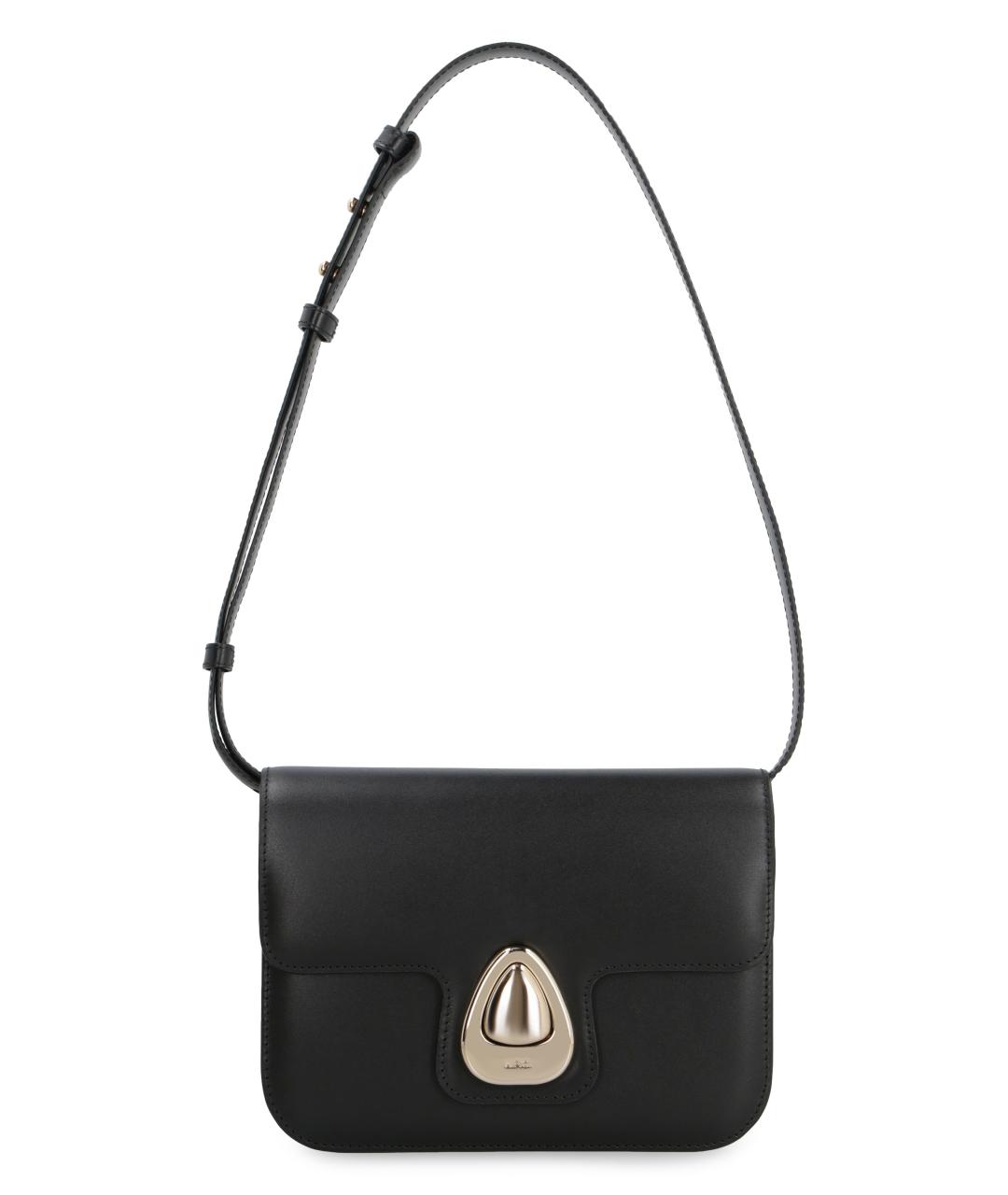 A.P.C. Черная кожаная сумка через плечо, фото 1