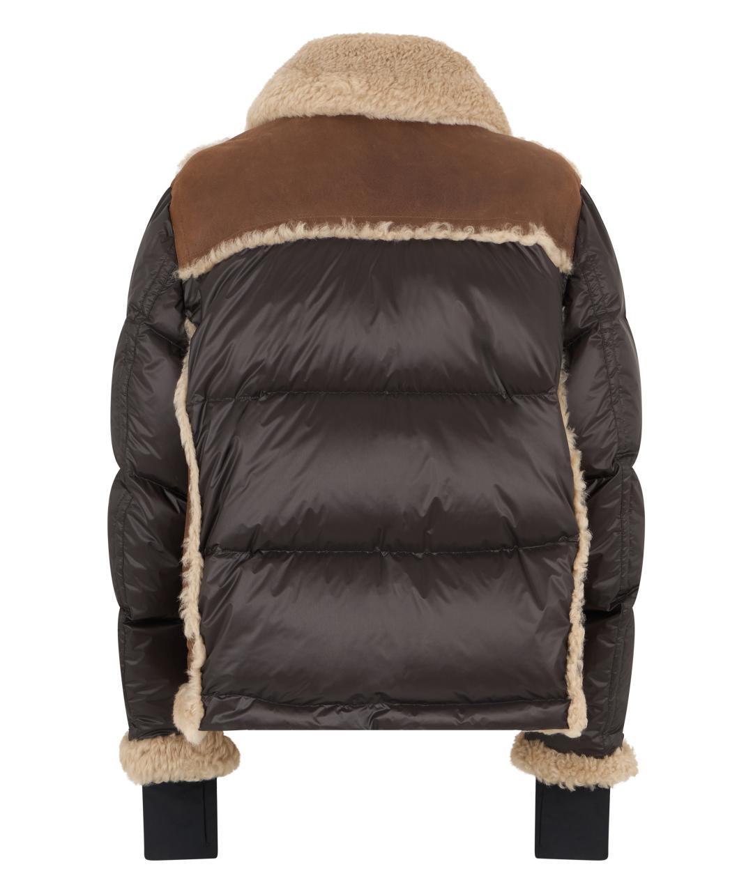 MONCLER GRENOBLE Коричневый кожаный пуховик, фото 2