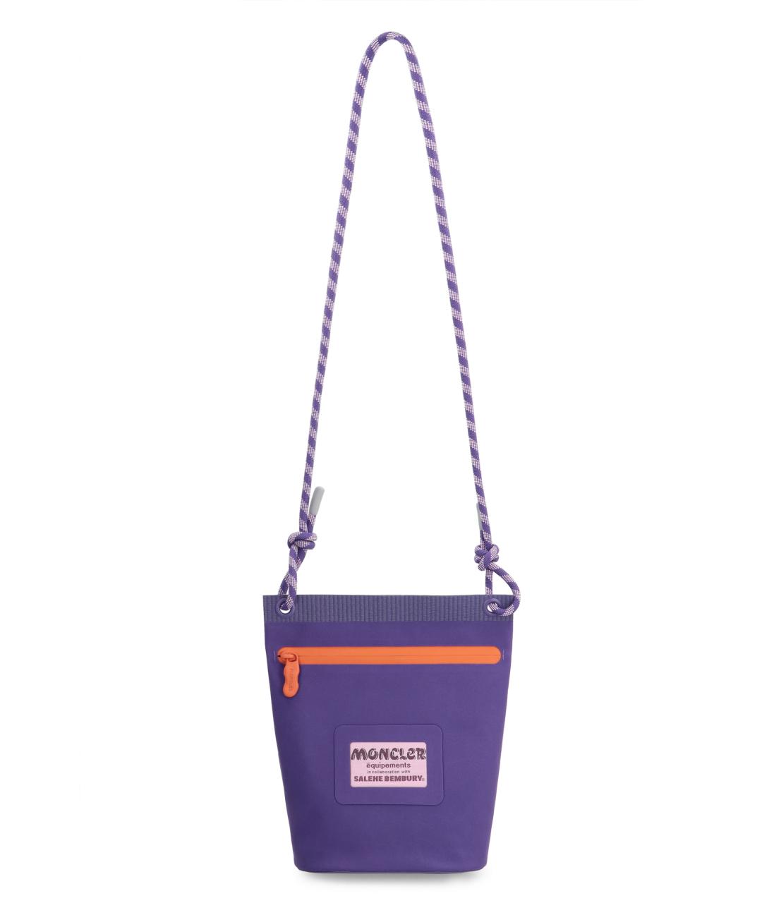 MONCLER Фиолетовая синтетическая сумка на плечо, фото 4
