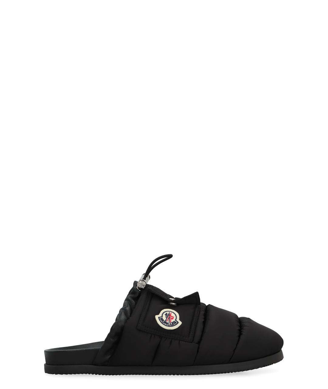 MONCLER Черные резиновые шлепанцы, фото 1