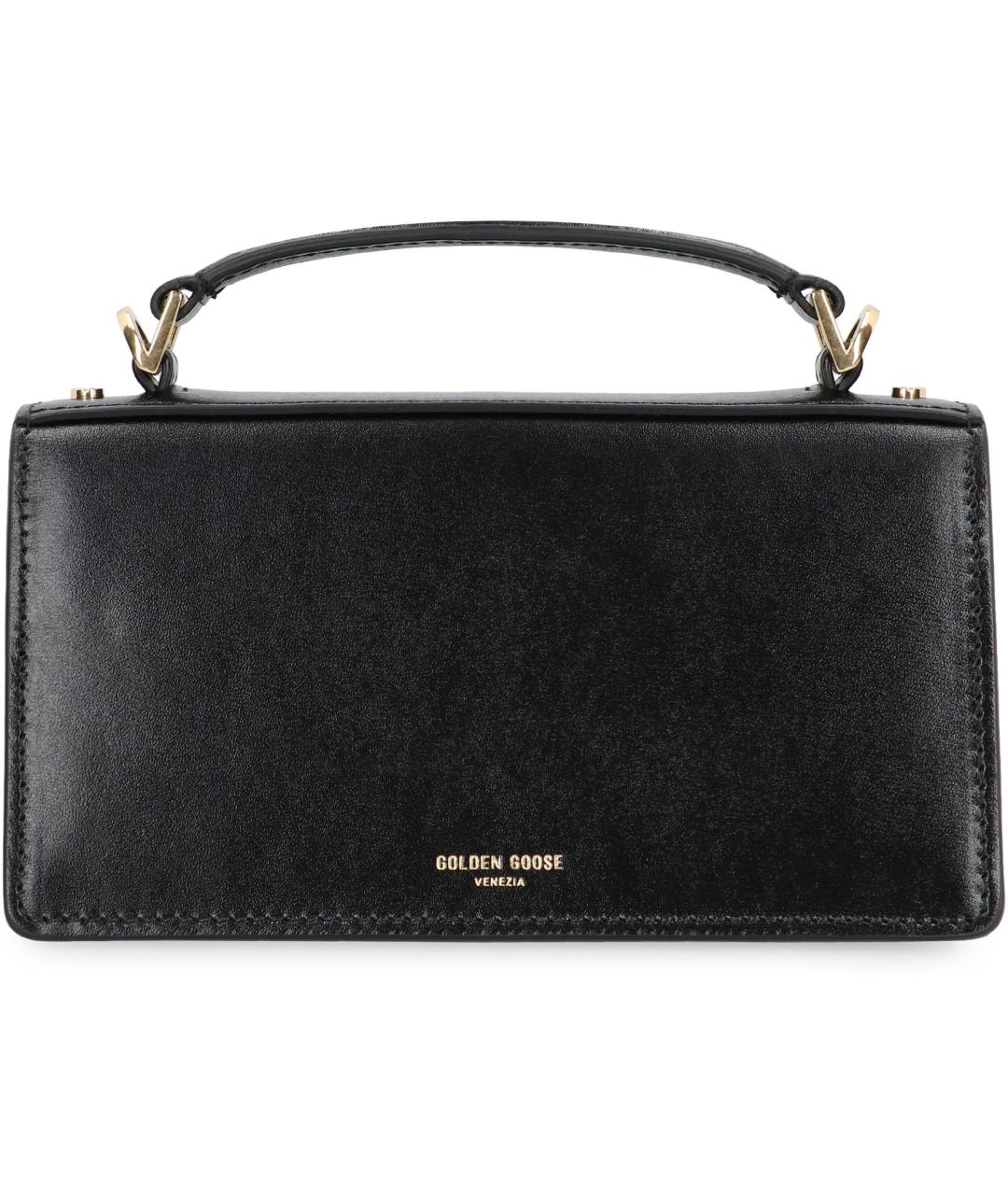 GOLDEN GOOSE DELUXE BRAND Черная кожаная сумка с короткими ручками, фото 4