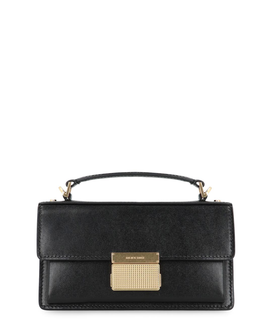 GOLDEN GOOSE DELUXE BRAND Черная кожаная сумка с короткими ручками, фото 1